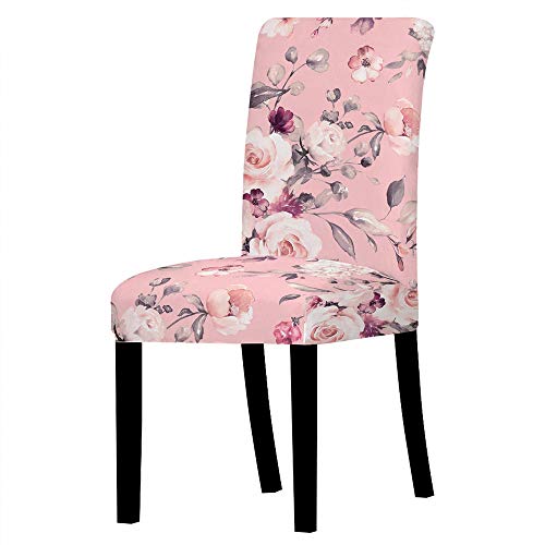 ZZDXL Stuhlhussen Gartenstühle Pinke Blumen Stuhlbezug für Esszimmerstühle,Stuhlhusse Stretch,Stuhlhussen Schwingstuhl Waschbar, Hussen für Stühle Mit Gummiband,Stuhlhusse Moderne(2Stück) von ZZDXL