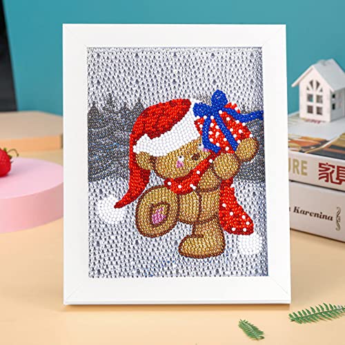 Diamond Painting Tier Süßer Bär Diamond Painting kinder DIY Weihnachten 5D Diamant Painting mit rahmen,Diamond Painting für Kinder,für Home Wand-Décor Diamant Painting Bilder Arts(15x15cm) von ZZDXW