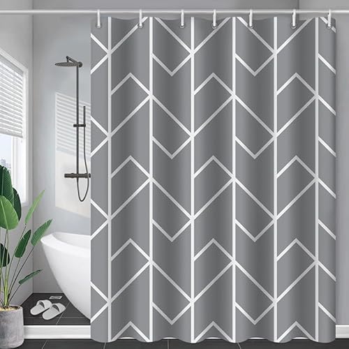 Duschvorhang 120x180 Geometrisch Grau Shower Curtains Wasserdichter Anti-Schimmel Duschvorhänge Waschbar Duschvorhang Badewanne mit 12 Duschvorhängeringen Duschvorhang Duschvorhang 120x180 Geometrisch Grau Shower Curtains Wasserdichter Anti-Schimmel Duschvorhänge Waschbar Duschvorhang Badewanne mit 12 Duschvorhängeringen Duschvorhang von ZZDXW