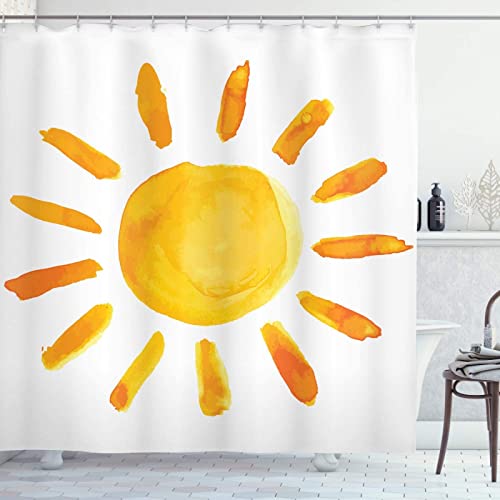 Duschvorhang 180x180 Gelbe Cartoon-Sonne Shower Curtains Anti-Bakteriell Duschvorhang Antischimmel Waschbar Duschvorhänge Polyester mit 12 Duschvorhangringen Duschvorhang Grau von ZZDXW