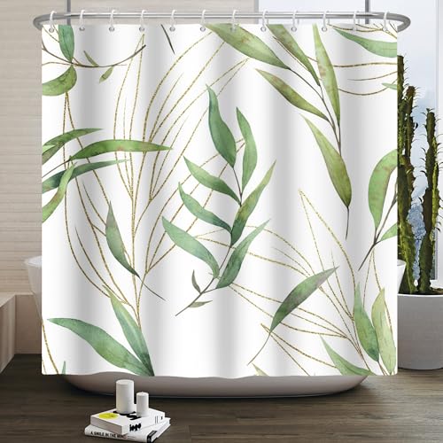 Duschvorhang 180x180 Goldene Grüne Blätter Shower Curtains Wasserdichter Anti-Schimmel Duschvorhänge Waschbar Duschvorhang Badewanne mit 12 Duschvorhängeringen Duschvorhang Duschvorhang 180x180 Goldene Grüne Blätter Shower Curtains Wasserdichter Anti-Schimmel Duschvorhänge Waschbar Duschvorhang Badewanne mit 12 Duschvorhängeringen Duschvorhang von ZZDXW