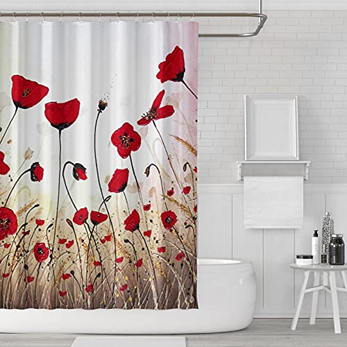 ZZDXW Duschvorhang 180x180 Rote Mohnblumen Shower Curtains Anti-Bakteriell Duschvorhang Antischimmel Waschbar Duschvorhänge Polyester mit 12 Duschvorhangringen Duschvorhang Grau ZZDXW Duschvorhang 180x180 Rote Mohnblumen Shower Curtains Anti-Bakteriell Duschvorhang Antischimmel Waschbar Duschvorhänge Polyester mit 12 Duschvorhangringen Duschvorhang Grau von ZZDXW
