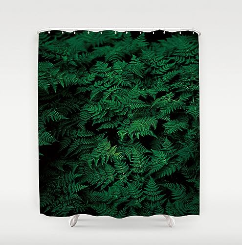 Duschvorhang 180x200 Dunkelgrüne Blätter Duschvorhang Polyester Duschvorhänge Waschbar Shower Curtains Antischimmel Wasserdicht Duschvorhang Badewanne mit 12 Duschvorhangringen von ZZDXW