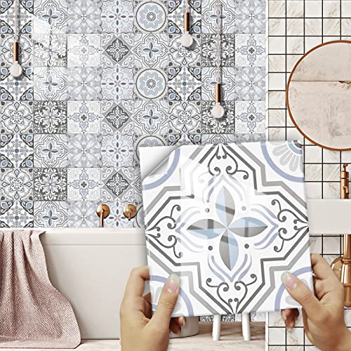 Fliesenaufkleber Grau Weiß Marokko Klebefliesen Wasserdicht Ölfest Fliesenfolie Küchenrückwand Selbstklebend Fliesenaufkleber Bad Klebefolie Home Decor 10 Stück/10x10cm von ZZDXW