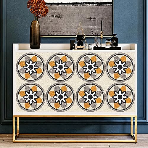 Fliesenaufkleber Orange Beige Geometrie Klebefliesen Wasserdicht Ölfest Fliesenaufkleber Bad Küchenrückwand Selbstklebend für Schrank Möbel Tisch Dekoration Fliesenfolie 15 Stück/8x8cm von ZZDXW