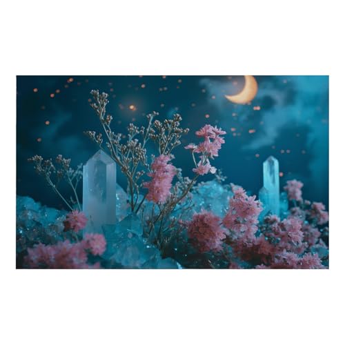 Fototapete Mondblaue Blume Tapete Wohnzimmer Fototapete Schlafzimmer Kein Klebstoff Echtes Seidenstoff Großes Wandkunstwerk für Fernsehhintergrund Büro Wandtapete 400x240cm von ZZDXW