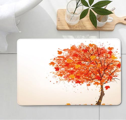 Fußmatte 40x60 cm Orange Blatt Baum Fussmatte Aussen Fussmatte Innen Weich Waschbar rutschfeste Schmutzfangmatte für Flur Haustiere Türmatte Heimdekoration Fussabtreter von ZZDXW