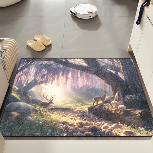 Fußmatte 50x80 cm Purpurgrauer Baum Fussmatte Aussen Fussmatte Innen Weich Waschbar rutschfeste Schmutzfangmatte für Flur Haustiere Türmatte Heimdekoration Fussabtreter von ZZDXW