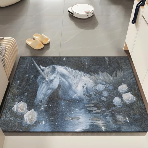 Fussmatte Aussen 40x60 cm Blaue Blume Einhorn Fußmatte Außen Innen rutschfeste Schmutzfangmatte für Eingang Patio Flur Garten Türmatte Maschinenwaschbare Fußmatten Haustür Fussmatte Aussen 40x60 cm Blaue Blume Einhorn Fußmatte Außen Innen rutschfeste Schmutzfangmatte für Eingang Patio Flur Garten Türmatte Maschinenwaschbare Fußmatten Haustür von ZZDXW