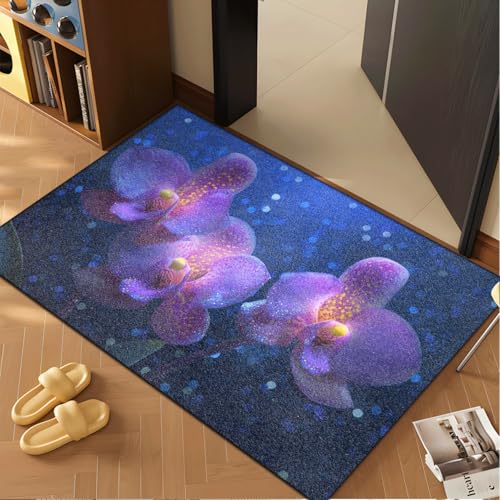 Fussmatte Aussen 40x60 cm Fluoreszierende Rosa Blumen Fußmatte Außen Innen rutschfeste Schmutzfangmatte für Eingang Patio Flur Garten Türmatte Maschinenwaschbare Fußmatten Haustür von ZZDXW