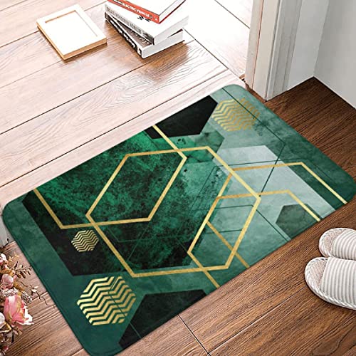 ZZDXW Fußmatte Dunkelgrüne Geometrie Schmutzfangmatte rutschfeste Badteppich Innenbereich Außen Waschbar Maschinenwaschbare Fußmatten(60x90cm) von ZZDXW