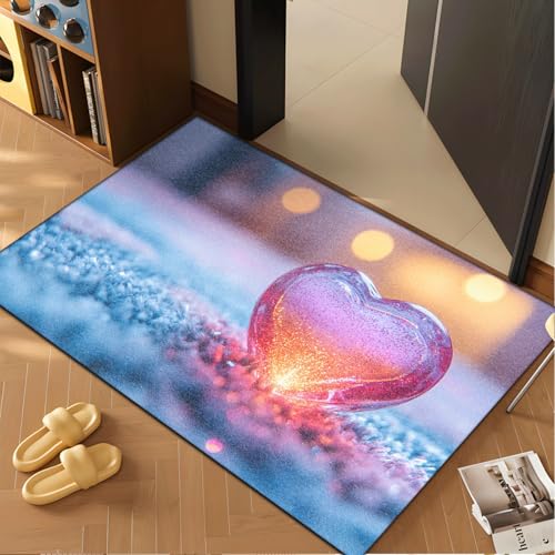 Fussmatte Innen 60x90 cm Blau Rosa Herz Fussmatte Aussen rutschfeste für Hund Eingang Badematte Waschbar Schmutzfangmatte Strapazierfähige und Langlebige Fussmatten Haustür Fussmatte Innen 60x90 cm Blau Rosa Herz Fussmatte Aussen rutschfeste für Hund Eingang Badematte Waschbar Schmutzfangmatte Strapazierfähige und Langlebige Fussmatten Haustür von ZZDXW