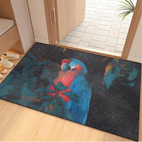 Fussmatte Innen 60x90 cm Blaue Rote Papageien Fussmatte Aussen rutschfeste für Hund Eingang Badematte Waschbar Schmutzfangmatte Strapazierfähige und Langlebige Fussmatten Haustür von ZZDXW