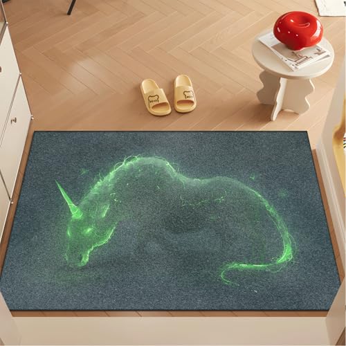 Fussmatte Innen 60x90 cm Grünes Graues Einhorn Fussmatte Aussen rutschfeste für Hund Eingang Badematte Waschbar Schmutzfangmatte Strapazierfähige und Langlebige Fussmatten Haustür Fussmatte Innen 60x90 cm Grünes Graues Einhorn Fussmatte Aussen rutschfeste für Hund Eingang Badematte Waschbar Schmutzfangmatte Strapazierfähige und Langlebige Fussmatten Haustür von ZZDXW