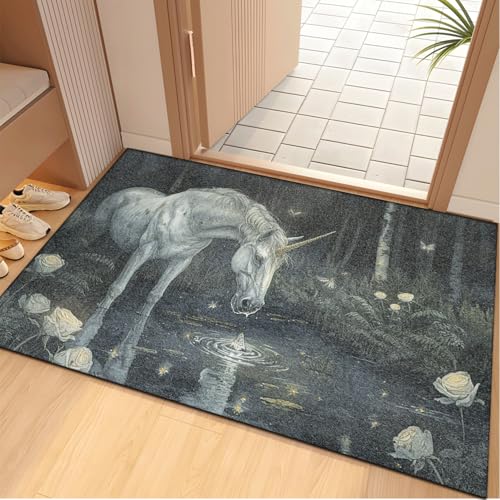 Fussmatte Innen 60x90 cm Jungle Green Einhorn Fussmatte Aussen rutschfeste für Hund Eingang Badematte Waschbar Schmutzfangmatte Strapazierfähige und Langlebige Fussmatten Haustür Fussmatte Innen 60x90 cm Jungle Green Einhorn Fussmatte Aussen rutschfeste für Hund Eingang Badematte Waschbar Schmutzfangmatte Strapazierfähige und Langlebige Fussmatten Haustür von ZZDXW