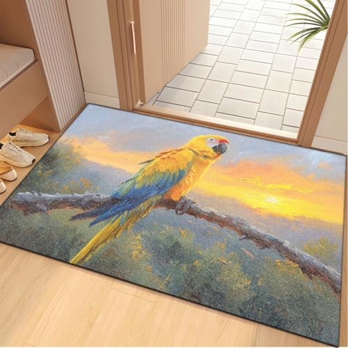 Fussmatte Innen 80x120 cm Gelber Sonnenuntergang Papagei Fussmatte Aussen rutschfeste für Hund Eingang Badematte Waschbar Schmutzfangmatte Strapazierfähige und Langlebige Fussmatten Haustür Fussmatte Innen 80x120 cm Gelber Sonnenuntergang Papagei Fussmatte Aussen rutschfeste für Hund Eingang Badematte Waschbar Schmutzfangmatte Strapazierfähige und Langlebige Fussmatten Haustür von ZZDXW