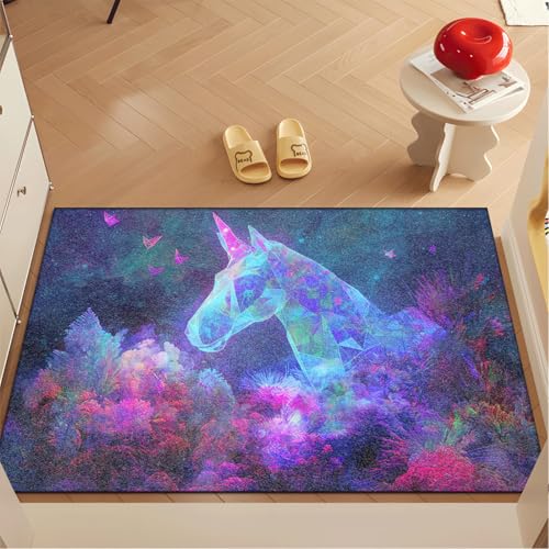 Fussmatte Innen 80x120 cm Geometrisches Blaues Einhorn Fussmatte Aussen rutschfeste für Hund Eingang Badematte Waschbar Schmutzfangmatte Strapazierfähige und Langlebige Fussmatten Haustür Fussmatte Innen 80x120 cm Geometrisches Blaues Einhorn Fussmatte Aussen rutschfeste für Hund Eingang Badematte Waschbar Schmutzfangmatte Strapazierfähige und Langlebige Fussmatten Haustür von ZZDXW