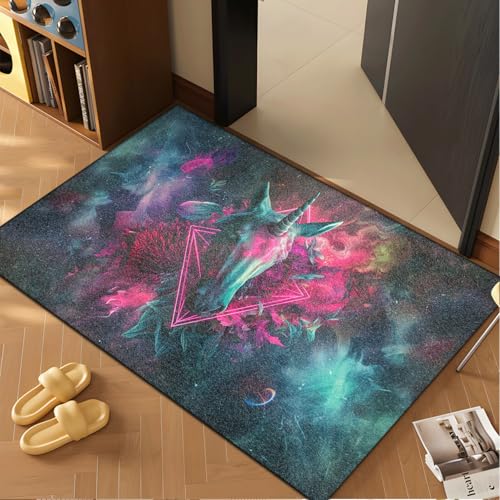 Fussmatte Innen 80x120 cm Rosa Grünes Einhorn Fussmatte Aussen rutschfeste für Hund Eingang Badematte Waschbar Schmutzfangmatte Strapazierfähige und Langlebige Fussmatten Haustür Fussmatte Innen 80x120 cm Rosa Grünes Einhorn Fussmatte Aussen rutschfeste für Hund Eingang Badematte Waschbar Schmutzfangmatte Strapazierfähige und Langlebige Fussmatten Haustür von ZZDXW