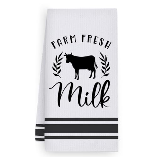 Geschirrtücher Blatt Schwarze Kuh Handtücher Waffeltücher Küchentücher Geschirrhandtücher Saugfähige Trockentücher Küche Multi-Purpose Abtrockentücher Küche Handtuchset 2 Stück (40x60cm) von ZZDXW
