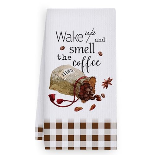Geschirrtücher Brauner Kaffee Handtücher Waffeltücher Küchentücher Geschirrhandtücher Saugfähige Trockentücher Küche Multi-Purpose Abtrockentücher Küche Handtuchset 2 Stück (40x60cm) von ZZDXW