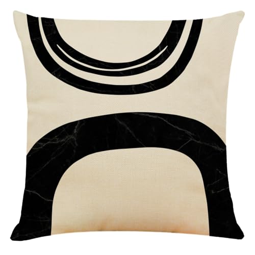 Kissenbezug 40x40 Elegant Beige Schwarz Dekokissen Leinen Kissenbezüge Hypoallergener Kissenbezug Pillow Cover für Sofa Schlafzimmer Gartenbett Balkon Auto Kissenhüllen von ZZDXW