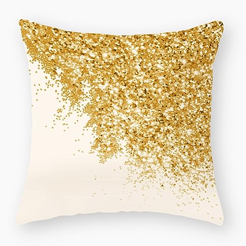 Kissenbezug 40x40 Golden Beige Glitzer Dekokissen Leinen Kissenbezüge Hypoallergener Kissenbezug Pillow Cover für Sofa Schlafzimmer Gartenbett Balkon Auto Kissenhüllen von ZZDXW