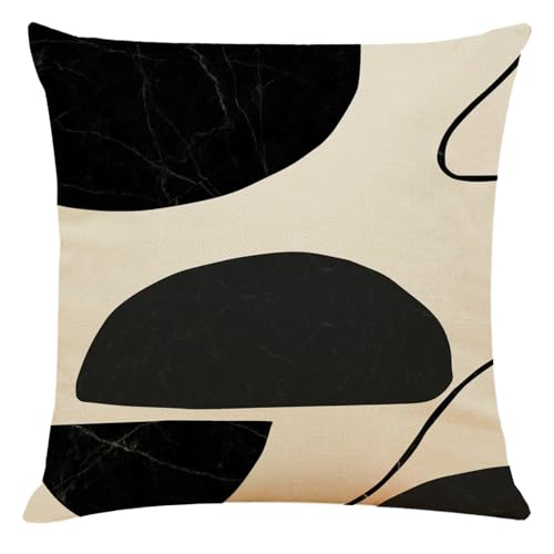 Kissenbezug 40x40 Vintage Black Geometrie Dekokissen Leinen Kissenbezüge Hypoallergener Kissenbezug Pillow Cover für Sofa Schlafzimmer Gartenbett Balkon Auto Kissenhüllen von ZZDXW