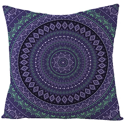 Kissenbezug 45x45 Elegantes Lila Mandala Kissenbezüge Linen Dekokissen Outdoor Kissenbezug Pillow Cover für Sofa Schlafzimmer Auto Kissenhülle Breathable Cushion Covers von ZZDXW