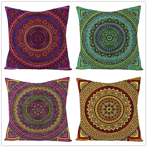 Kissenbezug 45x45 Rot Grün Gelb Kissenbezüge Linen Dekokissen Set of 4 Outdoor Kissenbezug Pillow Cover für Sofa Schlafzimmer Auto Kissenhülle Breathable Cushion Covers von ZZDXW