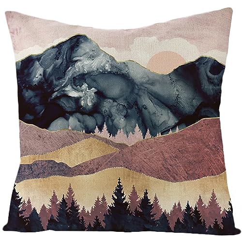 Kissenbezug 50x50 Rosa Geometriebaum Kissenbezüge Linen Dekokissen Outdoor Kissenbezug Pillow Cover für Sofa Schlafzimmer Auto Kissenhülle Breathable Cushion Covers von ZZDXW