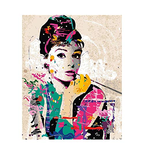 Malen nach Zahlen Erwachsene Audrey Hepburn Malen Nach Zahlen,für Home Haus Deko Malen Nach Zahlen Für Erwachsene Kommt Mit Farbe und Pinsel （Ohne Rahmen,40 * 50cm） von ZZDXW