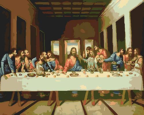 Malen nach Zahlen Erwachsene Da Vincis Letztes Abendmahl DIY Handgemalt Ölgemälde Kit,Malen Nach Zahlen für Home Haus Deko,Kommt Mit Farbe und Pinsel（Ohne Rahmen,40 * 50cm） von ZZDXW