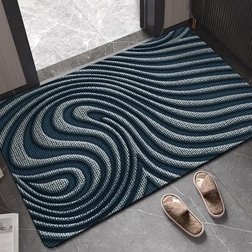 Schmutzfangmatte 40x60cm Vortex Dunkelblau Fussmatte Innen rutschfeste Fussmatte Aussen Fußmatte Waschbar Fußmatten Haustür Türmatte für Flur Küche Haustiere Fußmatte Außen von ZZDXW