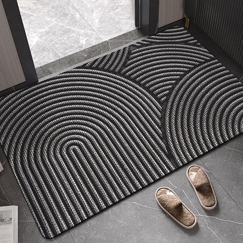 Schmutzfangmatte Abstrakt Dunkelgrau Fussmatte Weich Badematte Anti-Rutsch Fussmatte Aussen Fußmatte Innen Türmatte Wohnzimmer Küche Fußmatte Waschbar Fußmatten Haustür(50x80cm) von ZZDXW
