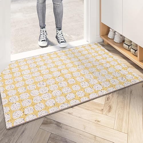 Schmutzfangmatte Beige Gelb Geometrie Fussmatte Weich Badematte Anti-Rutsch Fussmatte Aussen Fußmatte Innen Türmatte Wohnzimmer Küche Fußmatte Waschbar Fußmatten Haustür(50x80cm) von ZZDXW