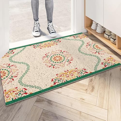 Schmutzfangmatte Beige Grün Marokko Fussmatte Weich Badematte Anti-Rutsch Fussmatte Aussen Fußmatte Innen Türmatte Wohnzimmer Küche Fußmatte Waschbar Fußmatten Haustür(50x80cm) von ZZDXW
