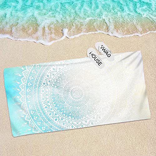 Strandtuch Beige Green Mandala Mikrofaser Handtuch Badetücher Absorbierendem Strandtuch Mikrofaser Weich Mikrofaser Handtuch Groß für Camping Fitnessstudio Reise Strandhandtuch 80x160cm von ZZDXW