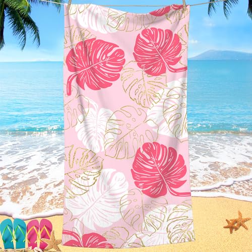 Strandtuch Pink Gold Tropical Mikrofaser Handtuch Badetücher Absorbierendem Strandtuch Mikrofaser Weich Mikrofaser Handtuch Groß für Camping Fitnessstudio Reise Strandhandtuch 80x160cm von ZZDXW