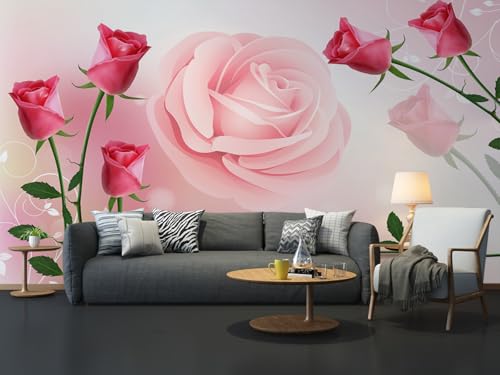 Tapete Rosa Rote Blumen Fototapete Kinderzimmer Wohnzimmer Schlafzimmer Kein Klebstoff Kinderzimmer Tapete Echtes Seidenstoff Wallpaper Fernsehhintergrund Foto Tapeten Wand 400x240cm von ZZDXW