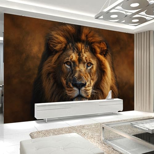 Vliestapete Braun Löwe Fototapete Wohnzimmer Abziehbar und Einfach Anbringen Kinderzimmer Tapete Klebstofffreies Echtes Seidenstoff Fototapete Kinderzimmer 210x140cm von ZZDXW