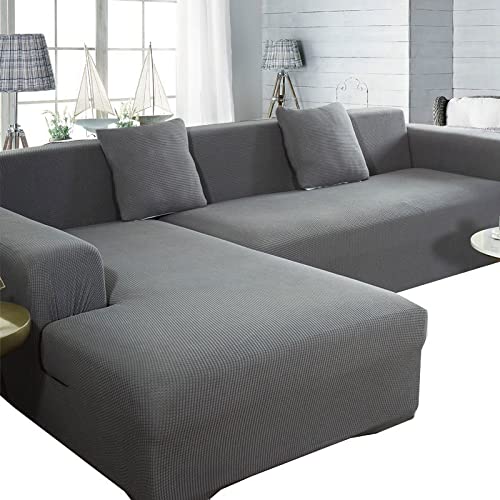 ZZDXW Couchbezug L U Form Grau Beige Braun Sofahusse Stretch Sofabezug L-Förmige Sofabezüge Eckcouch Rechts Links L-vormig Bank Sofa Hussen 1 2 3 4 Sitzer 3er 2er Couch Bezug Überzug Ecksofa Cover von ZZDXW