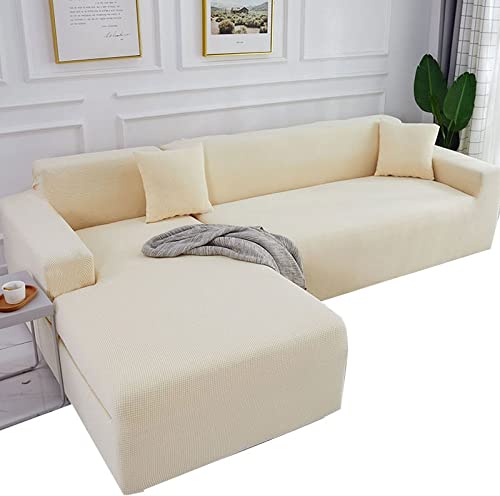 ZZDXW Couchbezug L U Form Grau Beige Braun Sofahusse Stretch Sofabezug L-Förmige Sofabezüge Eckcouch Rechts Links L-vormig Bank Sofa Hussen 1 2 3 4 Sitzer 3er 2er Couch Bezug Überzug Ecksofa Cover von ZZDXW