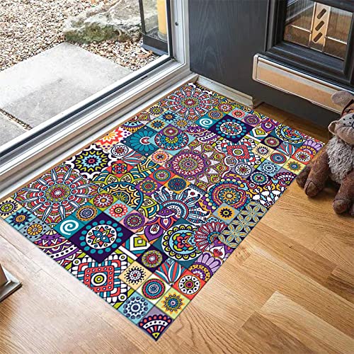 ZZDXW Fußmatte Bunte Mandalas Schmutzfangmatte rutschfeste Badteppich Innenbereich Außen Waschbar Maschinenwaschbare Fußmatten(60x90cm) von ZZDXW