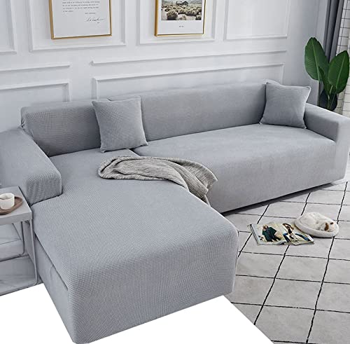 ZZDXW Sofahusse Sofabezug L U Form L-Förmige Sofabezüge Beige Grau Braun Hellgrau Eckcouch Rechts Links L-vormig Bank Sofa Hussen Stretch 1 2 3 4 Sitzer 3er 2er Couch Bezug Überzug Ecksofa Cover von ZZDXW