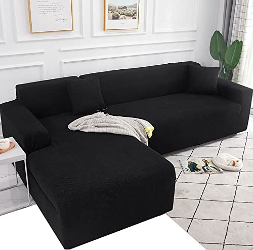 ZZDXW Sofahusse Sofabezug L U Form L-Förmige Sofabezüge Beige Grau Braun Hellgrau Eckcouch Rechts Links L-vormig Bank Sofa Hussen Stretch 1 2 3 4 Sitzer 3er 2er Couch Bezug Überzug Ecksofa Cover von ZZDXW