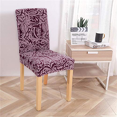 ZZDXW Stuhlhussen 6er Set Lila Impatiens Stuhlbezug für Esszimmer Moderne Stuhlhusse Stretch Restaurant Stuhlhusse Dekor Schwingstuhl Hussen für Stühle von ZZDXW