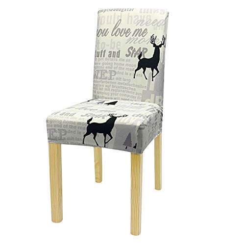 ZZDXW Stuhlhussen Milchweißer Hirsch Stuhlhusse Esszimmerstühle Elastischer Waschbar Stuhlbezug Universal Langlebig Hussen für Stühle Moderne Stuhlhusse Stretch 2er Set von ZZDXW