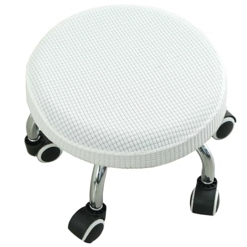 2 Stück Hocker Bezug Rund Durchmesser 30-42cm Luxuriöser Stoff Hockerbezug Rund, Stretch Rund Bar Fußhocker Bezug Dehnbar Knitterfrei Waschbar Staubdicht Weich Und Langlebig ( Color : White , Size : S von ZZDZW