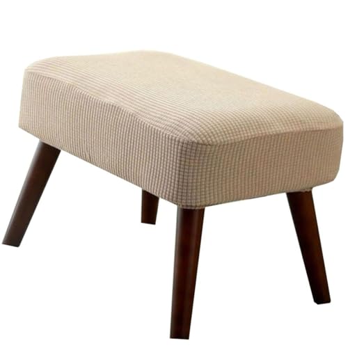 Bezug Fußhocker Rechteckig, Stretch Bezug Hocker Rechteckiger ,Ottoman Schonbezug Hockerbezug Beinstütze Abdeckung Sitzhocker Hussen Eingangbank Überzug Bank Sitzbank Bezug Stuhlbezug ( Color : Khaki von ZZDZW