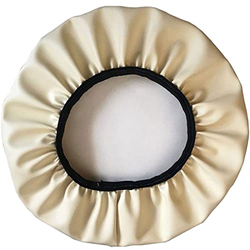 Hockerbezug Hocker Bezug rund Kunstleder Bar Bezug Sitz Kissen,für Sitzhocker Höhenverstellbar Rollhocker Drehhocker Mit Rollen Arbeitshocker Stuhl Drehstuhl Bürohocker ( Color : Beige , Size : 33cm ) von ZZDZW